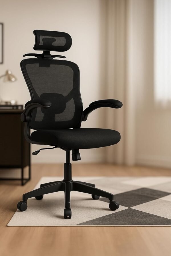 Cadeira de Escritório Ergonômica Mesh – Reclinável, Giratória, com Apoio de Cabeça e Lombar, Cabide Embutido, Regulagem de Altura, Base Reforçada – Ideal para Home Office - Imagem 2