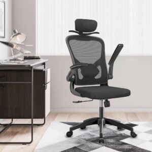 Cadeira de Escritório Ergonômica Python Fly – Apoio Lombar, Encosto Reclinável, Apoio de Cabeça, Braços Ajustáveis, Giratória, Tecido Respirável – Preta