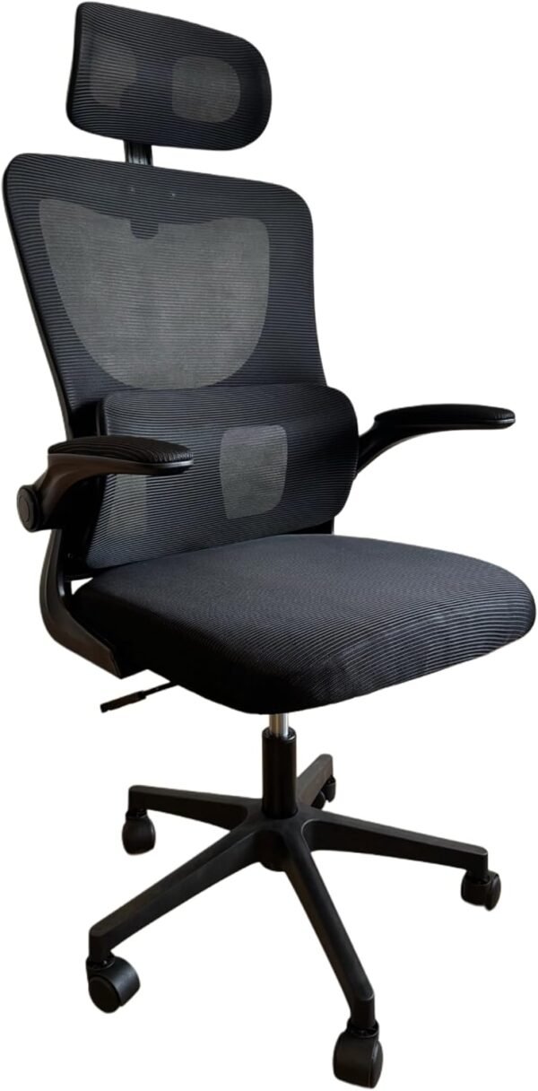 Cadeira de Escritório Ergonômica com Tecido Mesh Premium Preto e Apoio Lombar
