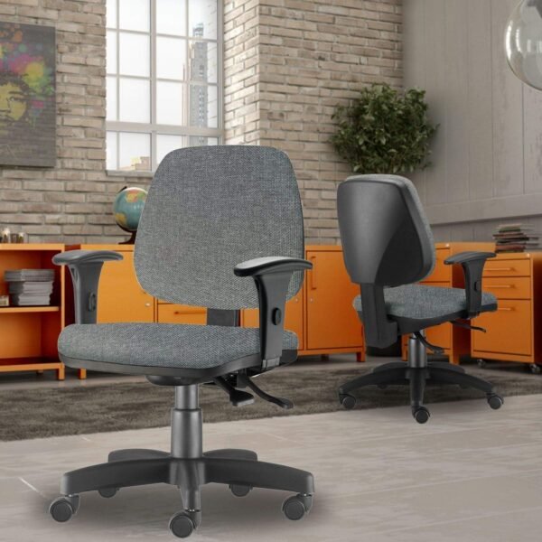 Cadeira de Escritório Giratória Executiva Ergonômica Job L02 Linho Cinza Escuro - Lyam Decor - Imagem 2