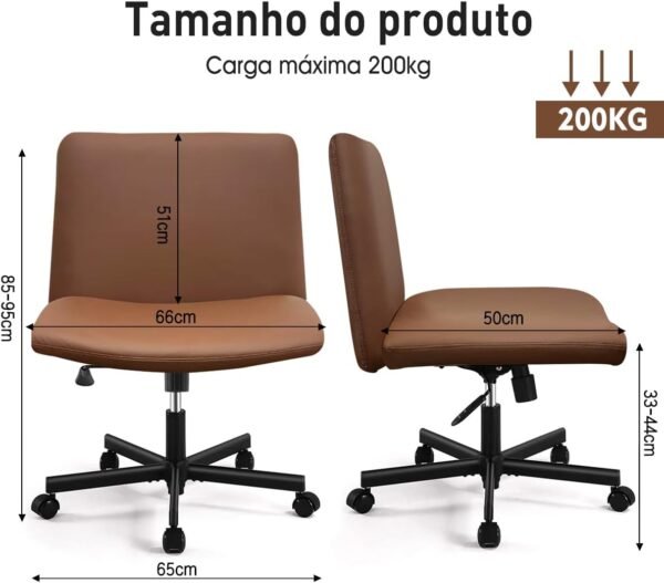 Cadeira de Escritório Leather – Assento Extra Grande e Largo, Couro Sintético Premium (Marrom Café) - Imagem 2