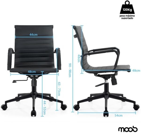 Cadeira de Escritório Moob Boston Diretor Giratória Com Função Relax (All Black) - Imagem 2