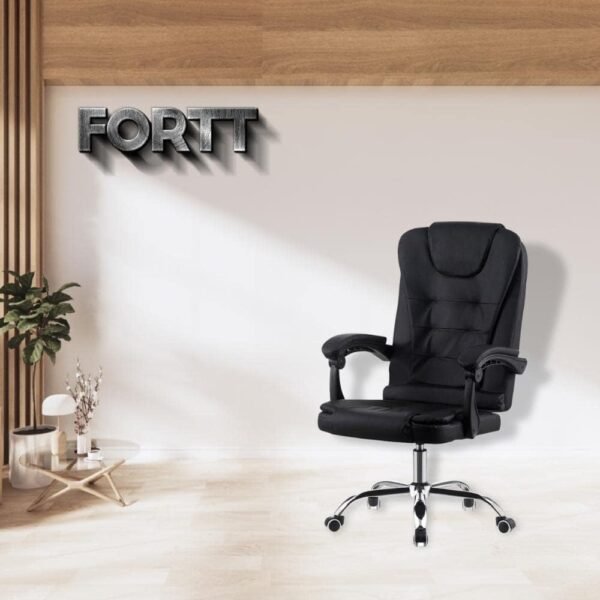 Cadeira de Escritório Presidente Base Cromada com Rodinha Fortt Nantes Preta - Cpf01-p - Imagem 2