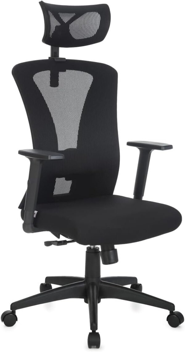 Cadeira de Escritório Presidente Ergonômica, BlumeOffice BLM0243, Suporta 110kg, Giratória, Encosto em Tela, Apoio Lombar Ajustável, Preta