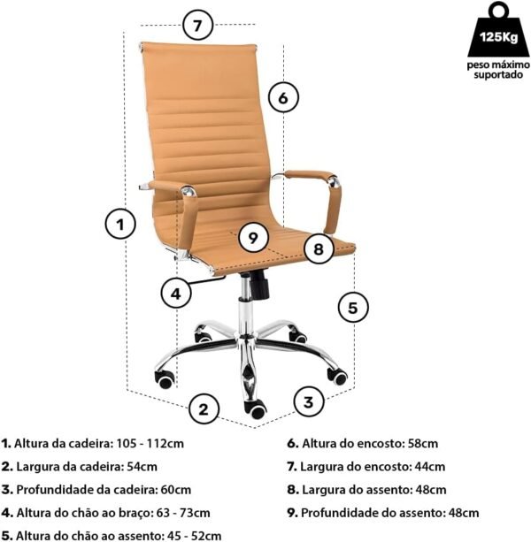 Cadeira de Escritório Presidente com Função Relax e Base Giratória Moob (Caramelo) - Imagem 2