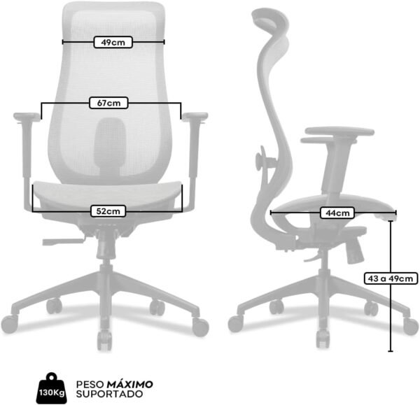 Cadeira de Escritório Zinnia Florence | Home Office | design ergonômico e malha respirável | ZNO-FLC-BK - Imagem 2