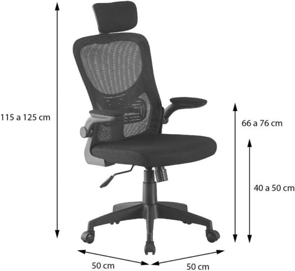Cadeira de Escritorio ergonômica com estofado de mesh（Preto）OR DESIGN Bogota 3335 - Imagem 2