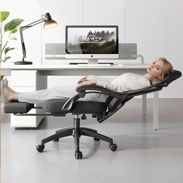 Cadeira de escritório Cadeira de escritório ergonômica com apoio lombar, reclinável confortável para longos períodos sentados e cochilos cadeira de computador - Imagem 2