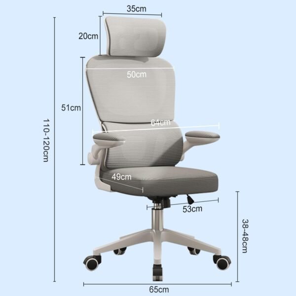 Cadeira de escritório, design ergonômico com suporte lombar independente, malha respirável e encosto de cabeça ajustável (Cinza) - Imagem 2
