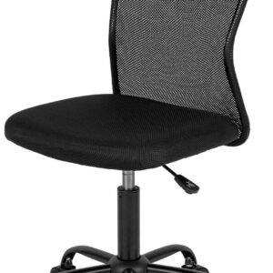 Cadeira de escritório em casa, cadeira de mesa de malha sem braço, cadeira de computador ergonômica, rodinhas giratórias, suporte traseiro ajustável, cadeira moderna com suporte lombar (preto)