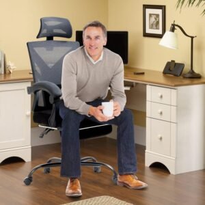 Cadeira de escritório reclinável com descanso para os pés, cadeira de escritório ergonômica com apoio para os pés, cadeira de escritório de malha, cadeira de mesa de computador com travesseiro de