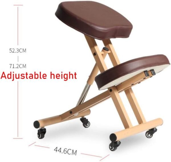 Cadeira de joelho de balanço dobrável ergonômica, banco de correção de postura de escritório cadeiras de mesa ajustáveis com ângulo de altura ajustável melhora sua postura com um assento angular - Imagem 2