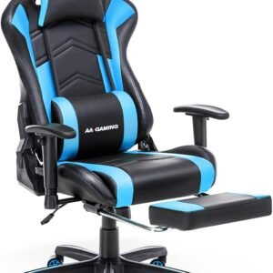 Cadeira de jogos AA Products Cadeira ergonômica de corrida de computador com encosto alto, cadeira de escritório ajustável com apoio para os pés, cadeira giratória de suporte lombar - versão