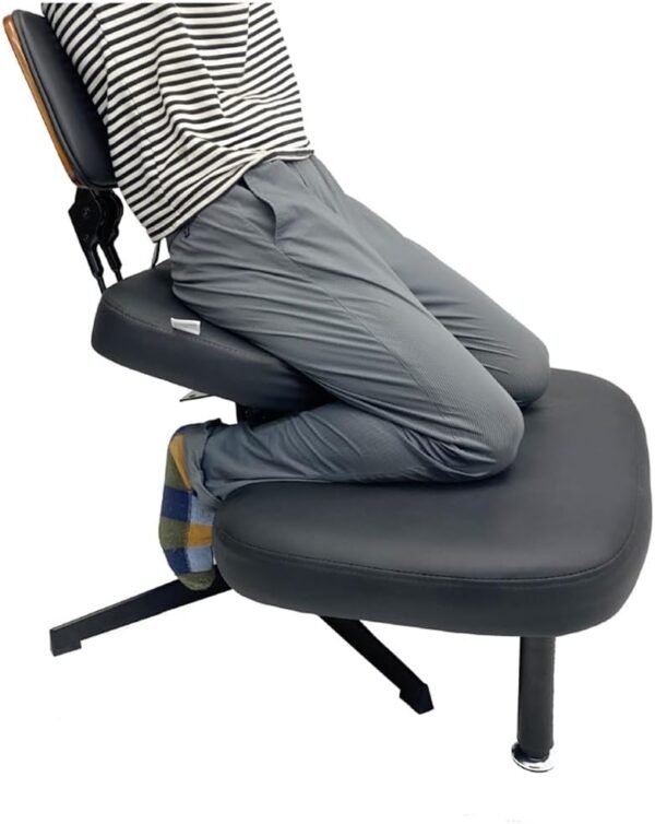 Cadeira ergonômica com pernas cruzadas para casa e escritório, cadeira versátil para joelhos com suporte lombar, altura e ângulo ajustáveis, cadeira de mesa de ioga, preta