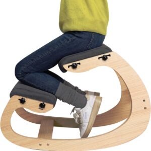 Cadeira ergonômica de ajoelhar, cadeira de balanço ajustável, cadeira de postura para mesa, banco de joelho e cadeira de joelho cinza madeira para escritório em casa