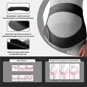 Cinta de Suporte Abdominal para Gestantes, Ajustável, Preta/Cinta Apoio Barriga Ajustável Grávida Gestante Mulher Gravida Gestante Abdominal PRETA