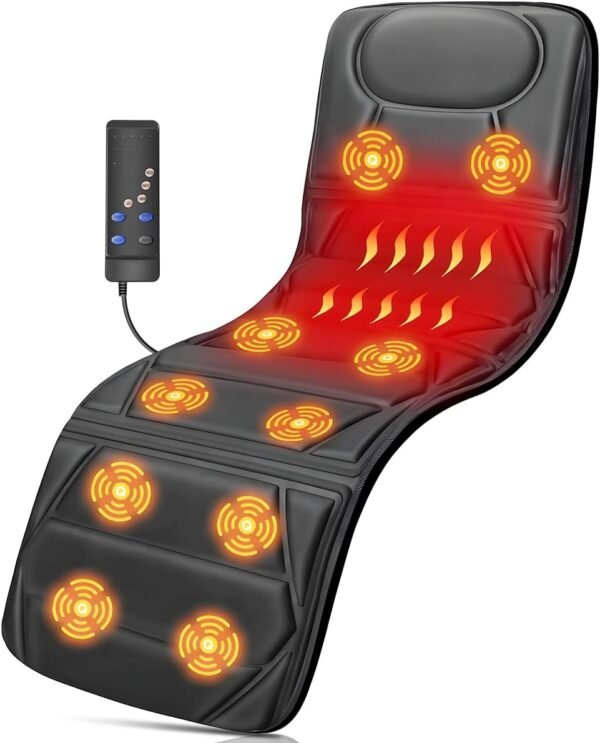 Colchonete e Almofada de Acupressão, Assento Massageador Almofada Massagem Lombar, Coxas e Pescoço Terapia Com Aquecimento Esteira Massageadora Preto
