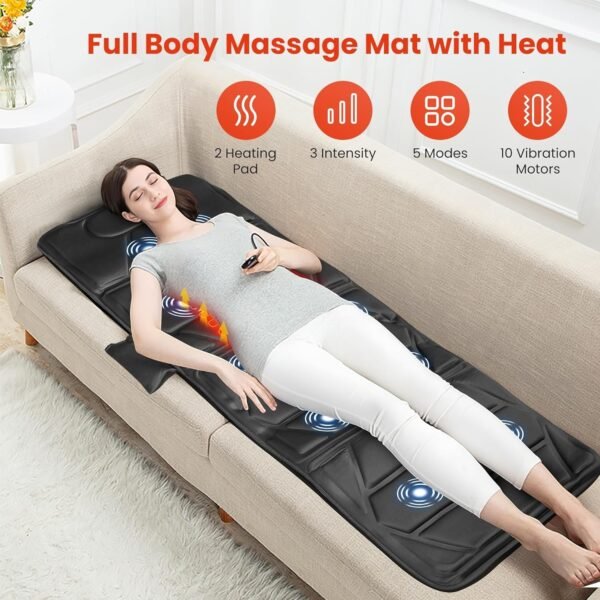 Colchonete e Almofada de Acupressão, Assento Massageador Almofada Massagem Lombar, Coxas e Pescoço Terapia Com Aquecimento Esteira Massageadora Preto - Imagem 2
