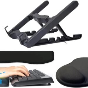 Combo Suporte Para Notebook, Apoio para Teclado(keypad) e Mouse Pad Preto Liso