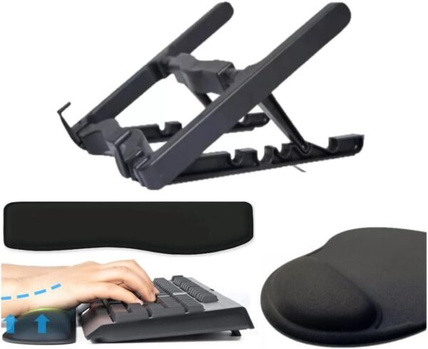 Combo Suporte Para Notebook, Apoio para Teclado(keypad) e Mouse Pad Preto Liso
