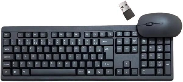 Combo Teclado e Mouse Sem Fio 2.4GHz USB Preto - Teclas Macias, Alta Precisão, Conforto Ergonômico, Ideal para Trabalho e Jogos