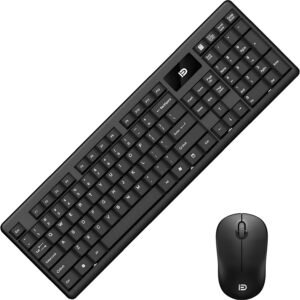 Combo Teclado e Mouse Sem Fio Conexão 2.4Ghz USB, Digitação e Clique Silencioso, Pilhas Inclusas, Portátil, Para Tablet, PC, Notebook, Desktop, TV (preto)
