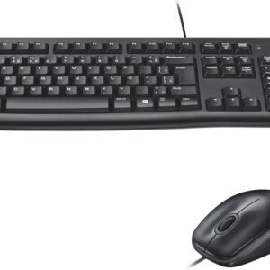 Combo Teclado e Mouse com fio USB Logitech MK120 com Design Confortável, Durável e Resistente à Respingos, USB e Layout ABNT2