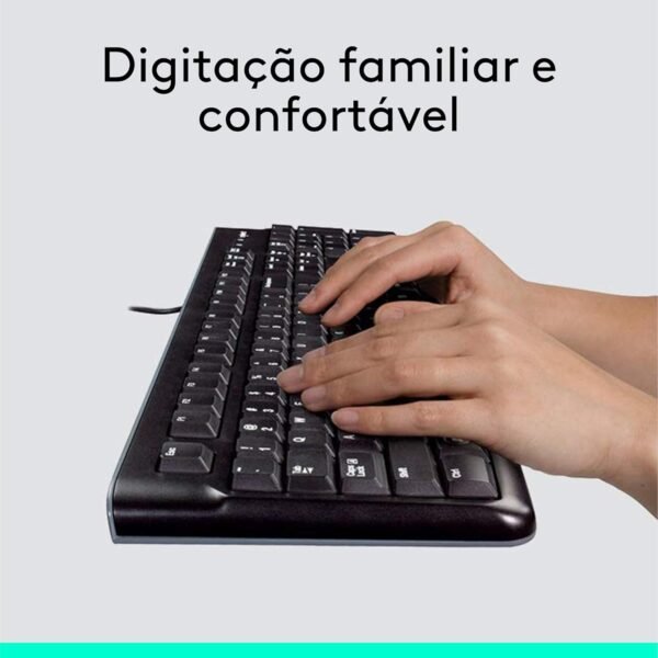 Combo Teclado e Mouse com fio USB Logitech MK120 com Design Confortável, Durável e Resistente à Respingos, USB e Layout ABNT2 - Imagem 2