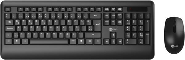 Combo Teclado e Mouse sem fio Lecoo KW202BK Preto Layout ABNT2 Ergonomico anti respingo mouse ambidestro e ergonômico alcance de 10 metros com nano USB Plug and Play wi-fi