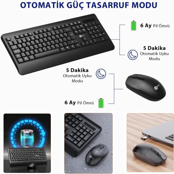 Combo Teclado e Mouse sem fio Lecoo KW202BK Preto Layout ABNT2 Ergonomico anti respingo mouse ambidestro e ergonômico alcance de 10 metros com nano USB Plug and Play wi-fi - Imagem 2