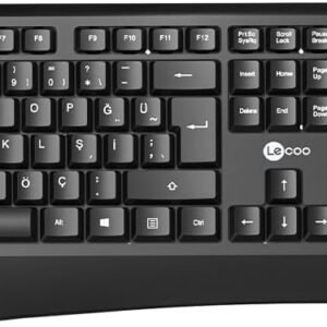 Combo Teclado e Mouse sem fio Lecoo KW211 Preto Layout ABNT2 Ergonomico, Mouse ambidestro e ergonômico alcance de 10 metros com nano USB Plug and Play wi-fi