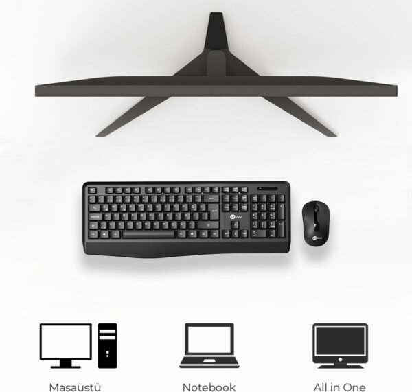 Combo Teclado e Mouse sem fio Lecoo KW211 Preto Layout ABNT2 Ergonomico, Mouse ambidestro e ergonômico alcance de 10 metros com nano USB Plug and Play wi-fi - Imagem 2