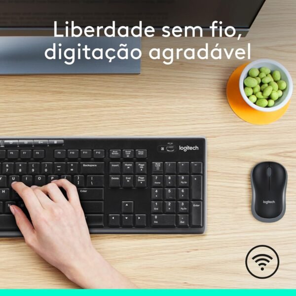 Combo Teclado e Mouse sem fio Logitech MK270 com Teclas de Mídia de Fácil Acesso, Conexão USB, Pilhas Inclusas e Layout ABNT2 - Imagem 2