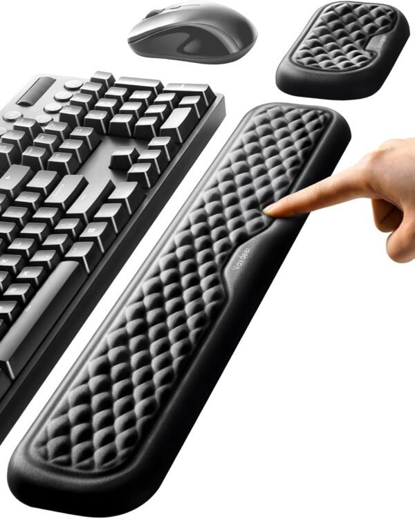Conjunto de descanso de pulso para teclado e mouse da VAYDEER acolchoado com espuma de memória e suporte de descanso de mão para escritório, computador, laptop, Mac Typing e alívio da dor no pulso (conjunto grande)