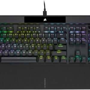Corsair Teclado mecânico para jogos K70 RGB Pro com fio (interruptores de velocidade CHERRY MX RGB: linear e rápido, 8.000 Hz Hyper-Polling, teclas PBT DOUBLE-SHOT PRO, apoio de palma de toque suave)