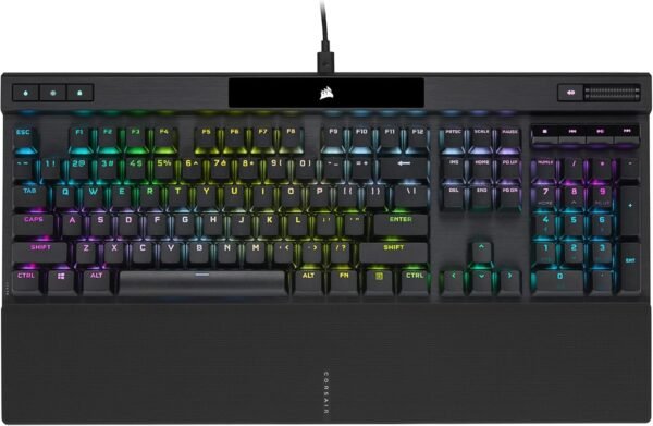 Corsair Teclado mecânico para jogos K70 RGB Pro com fio (interruptores de velocidade CHERRY MX RGB: linear e rápido, 8.000 Hz Hyper-Polling, teclas PBT DOUBLE-SHOT PRO, apoio de palma de toque suave)