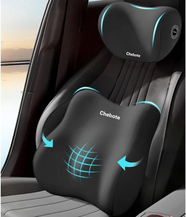DEWSIL Kit de apoio de cabeça e lombar para assento de carro, travesseiro ergonômico de espuma viscoelástica para o pescoço e almofada traseira para motoristas, adequado para carro/cadeira de