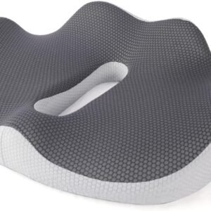 Ecofeen Almofada ergonômica de espuma viscoelástica – suporte ortopédico, alívio da dor ciática e das costas, almofada de cadeira para escritório, carro e casa – cinza