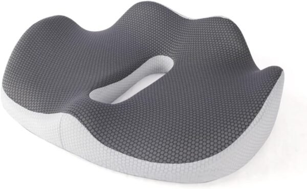 Ecofeen Almofada ergonômica de espuma viscoelástica – suporte ortopédico, alívio da dor ciática e das costas, almofada de cadeira para escritório, carro e casa – cinza