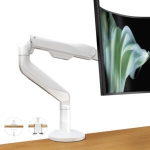 ErgoUnion Suporte de monitor único para monitores Ultrawide de 17-49 polegadas com até 15 kg - Braço de monitor resistente com suporte VESA, suporte de mesa de braço de monitor único, suporte