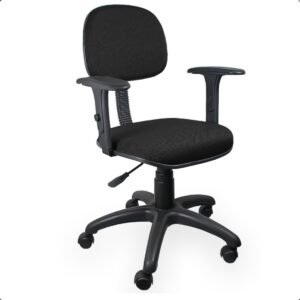 Escritex - Cadeira de Escritório Giratória Ergonômica Preta com Braços, Estrutura de Aço e Rodízios de Nylon