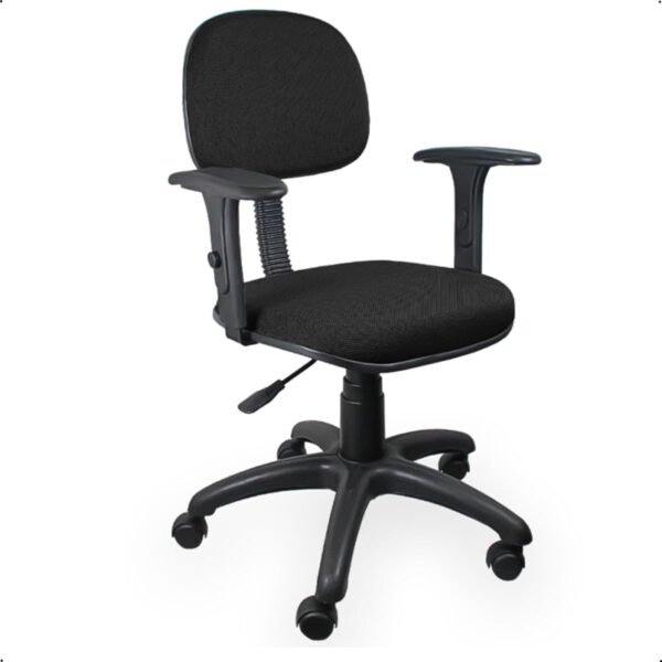Escritex - Cadeira de Escritório Giratória Ergonômica Preta com Braços, Estrutura de Aço e Rodízios de Nylon