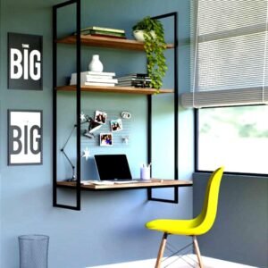Escrivaninha Estilo Industrial Moderno Home Office Prateleira
