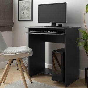 Escrivaninha Mesa Computador Notebook Prática Compacta Home Office (Preto)