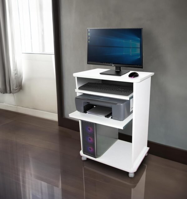 Escrivaninha Mesa para Computador com 2 Prateleiras Deslizantes – Design Moderno e Funcional, Ideal para Escritório e Home Office (Cor Branca) - Imagem 2