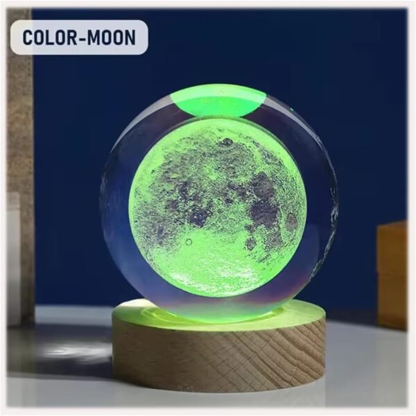 Esfera de Cristal 3D LED, Luminária de Mesa Bola de Cristal Vidro Multicolorida N80 DT1439EL Planeta Lua, Luminária de Planetas, Abajur Luz Noturna. Projetada para Criar Um Efeito Visual Único. - Imagem 2
