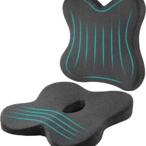 Eyamumo Conjunto de almofada de assento de cóccix e almofadas de costas para cadeira de escritório, almofadas ergonômicas de espuma de memória pura e travesseiro ortopédico de suporte lombar para