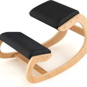 FIREFLOWERY Cadeira ergonômica de joelhos, cadeira de postura de madeira com acolchoamento extra para alívio da dor no pescoço e melhora a postura, banco de meditação de balanço com suporte de joelho