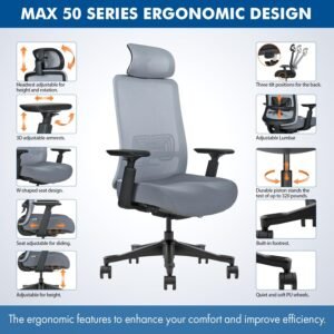 G-PACK PRO Cadeira de escritório de malha com encosto de cabeça – Cadeira de escritório ergonômica com suporte lombar, braços 3D ajustáveis e assento macio – comporta até 150 kg (preto)