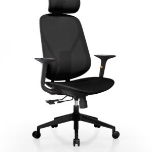 G-PACK PRO Cadeira de escritório ergonômica com encosto de cabeça - Cadeira de mesa de malha com rodas - Preta
